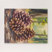 Pine Cones | Fall Autumn Watercolor Forest Puzzle (Horizontal)