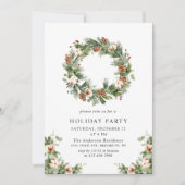 Pine Cones Fir Wreath Holiday Weihnachts-Party Einladung (Vorderseite)