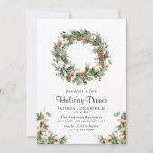 Pine Cones Fir Wreath Weihnachtsfest Abendessen Einladung (Vorderseite)