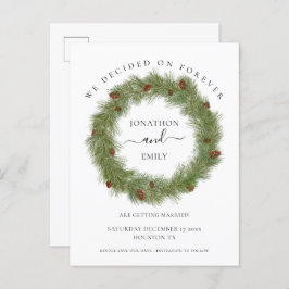 Pine Cones Foliage WeihnachtsWedding Save the Date Ankündigungspostkarte
