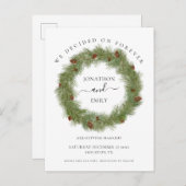 Pine Cones Foliage WeihnachtsWedding Save the Date Ankündigungspostkarte (Vorne/Hinten)