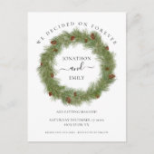Pine Cones Foliage WeihnachtsWedding Save the Date Ankündigungspostkarte (Vorderseite)