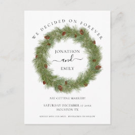 Pine Cones Foliage WeihnachtsWedding Save the Date Ankündigungspostkarte