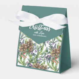 Pine cones Frohe Weihnachten Aquarell grün weiß Geschenkschachtel