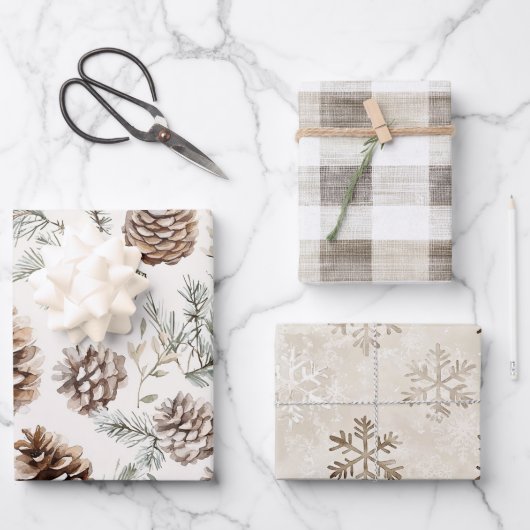 Pine Cones Geschenkpapier Set (Vorderseite)