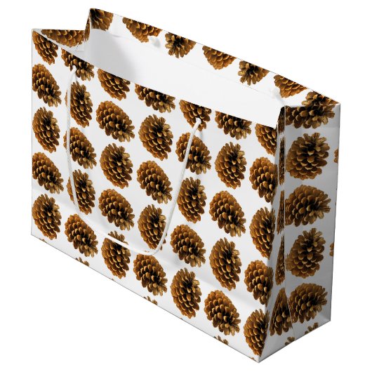 Pine cones Gift Bag Große Geschenktüte (Vorderseite Schrägansicht)
