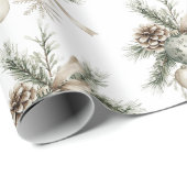 Pine Cones Green Cream Ornaments Christmas Geschenkpapier (Rolleneckpunkt)
