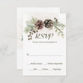 Pine Cones Greenerity Winter Wedding RSVP Card (Vorne/Hinten)
