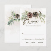 Pine Cones Greenerity Winter Wedding RSVP Card Karte (Vorne/Hinten)