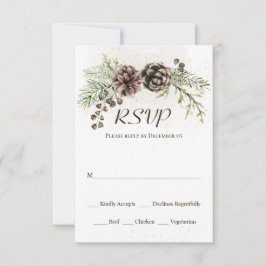 Pine Cones Greenerity Winter Wedding RSVP Card Karte