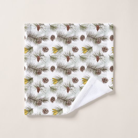 Pine Cones Herbst Badhandtuch Set (Waschlappen)