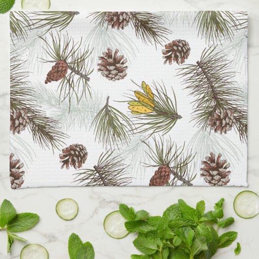 Pine Cones Herbst Geschirrtuch (Gefaltet)