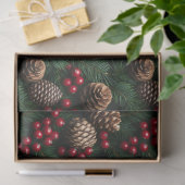 Pine Cones Holly Berries Spruce Sprig Muster Seidenpapier (Geschenk)