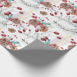 Pine Cones Holly Berries Weihnachten Geschenkpapier