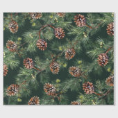 Pine Cones Laden White Pine Garlands Geschenkpapier (Flach)