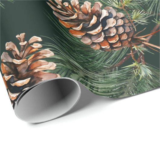 Pine Cones Laden White Pine Garlands Geschenkpapier (Rolleneckpunkt)