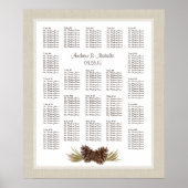 Pine Cones Light Burlap Wedding Chart Poster (Vorne)