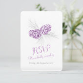 Pine cones lila weded RSVP Karte (Stehend Vorderseite)