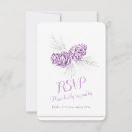 Pine cones lila weded RSVP Karte