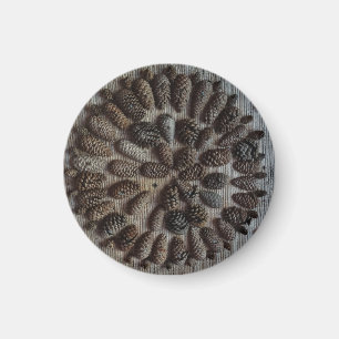 Pine Cones Mandala Small, 3,2 cm, Round Magnet
