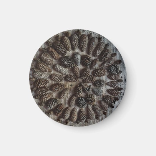 Pine Cones Mandala Small, 3,2 cm, Round Magnet (Vorne)