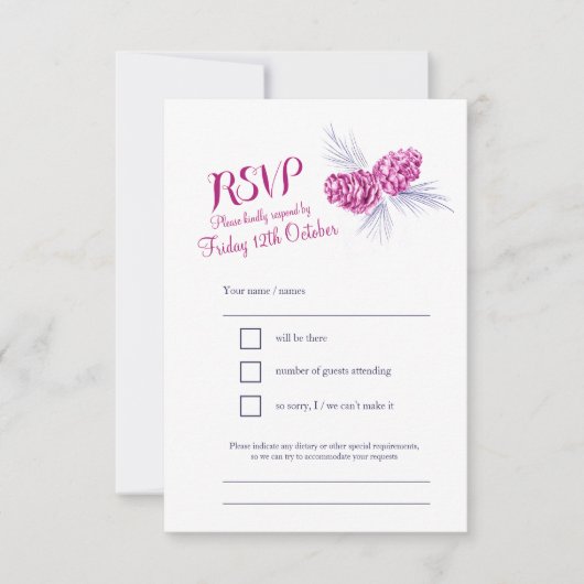 Pine cones marvy and pum wedding RSVP (Vorderseite)