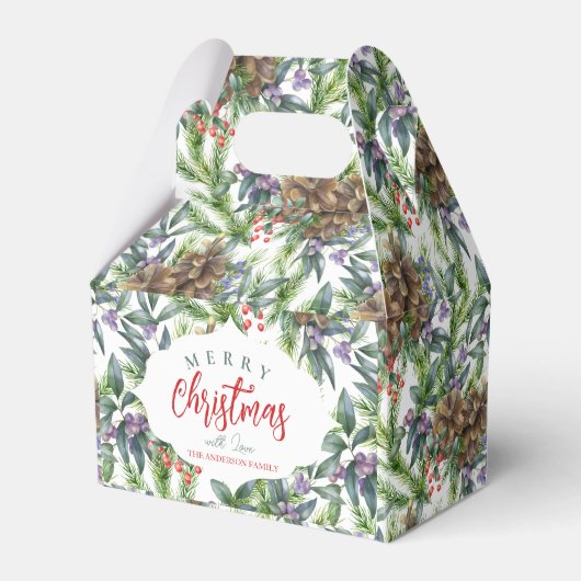Pine cones Muster Frohe Weihnachtsblumen Geschenkschachtel (Vorderseite)