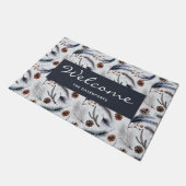 Pine Cones & Needles Wasserfarben Muster Willkomme Fußmatte (Schrägansicht)