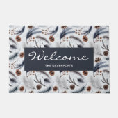 Pine Cones & Needles Wasserfarben Muster Willkomme Fußmatte (Vorderseite)