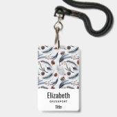 Pine Cones & Pine Needles Wasserfarbenes Muster Ausweis (Rückseite mit Lanyard)