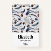 Pine Cones & Pine Needles Wasserfarbenes Muster Ausweis (Vorderseite)