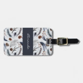 Pine Cones & Pine Needles Wasserfarbenes Muster Gepäckanhänger (Vorderseite horizontal)