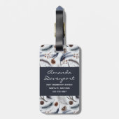 Pine Cones & Pine Needles Wasserfarbenes Muster Gepäckanhänger (Rückseite vertikal)