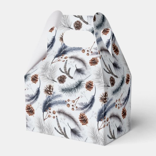 Pine Cones & Pine Needles Wasserfarbenes Muster Geschenkschachtel (Rückseite)
