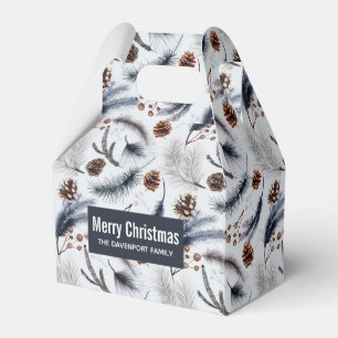 Pine Cones & Pine Needles Wasserfarbenes Muster Geschenkschachtel