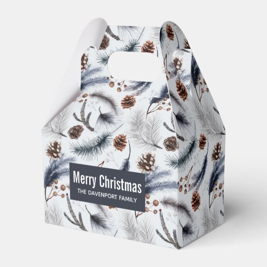 Pine Cones & Pine Needles Wasserfarbenes Muster Geschenkschachtel (Vorderseite)