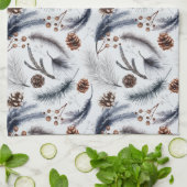 Pine Cones & Pine Needles Wasserfarbenes Muster Geschirrtuch (Gefaltet)