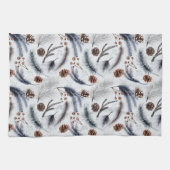 Pine Cones & Pine Needles Wasserfarbenes Muster Geschirrtuch (Horizontal)
