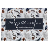 Pine Cones & Pine Needles Wasserfarbenes Muster Große Geschenktüte (Vorderseite)