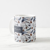 Pine Cones & Pine Needles Wasserfarbenes Muster Kaffeetasse (Vorderseite Links)