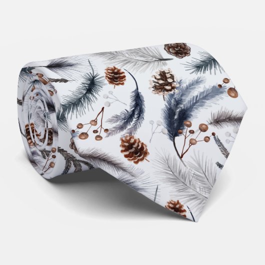 Pine Cones & Pine Needles Wasserfarbenes Muster Krawatte (Gerollt)