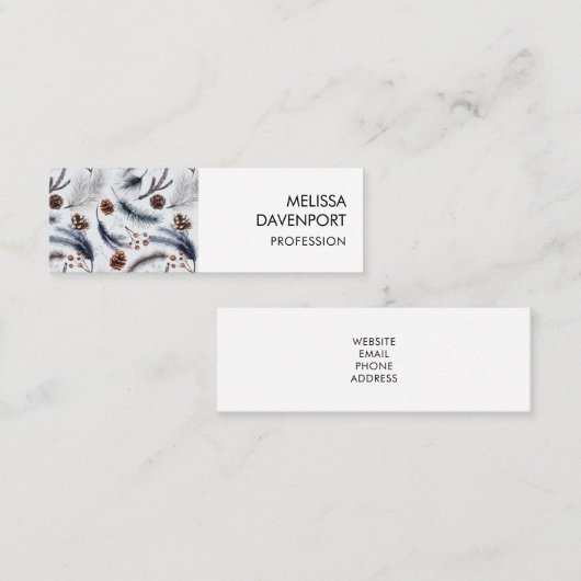 Pine Cones & Pine Needles Wasserfarbenes Muster Mini Visitenkarte (Vorne/Hinten)