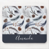 Pine Cones & Pine Needles Wasserfarbenes Muster Mousepad (Vorne)