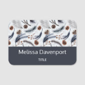 Pine Cones & Pine Needles Wasserfarbenes Muster Namensschild (Vorderseite)