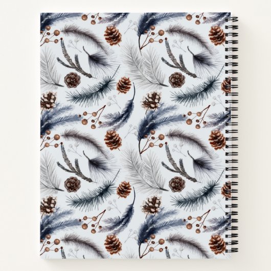 Pine Cones & Pine Needles Wasserfarbenes Muster Notizblock (Rückseite)
