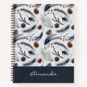 Pine Cones & Pine Needles Wasserfarbenes Muster Notizblock (Vorderseite)