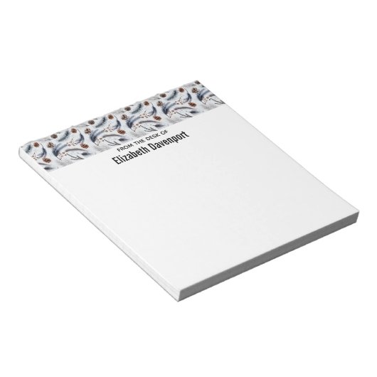 Pine Cones & Pine Needles Wasserfarbenes Muster Notizblock (angewinkelt)