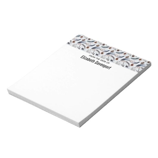 Pine Cones & Pine Needles Wasserfarbenes Muster Notizblock (Rotiert)