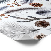 Pine Cones & Pine Needles Wasserfarbenes Muster Poster (Ecke)