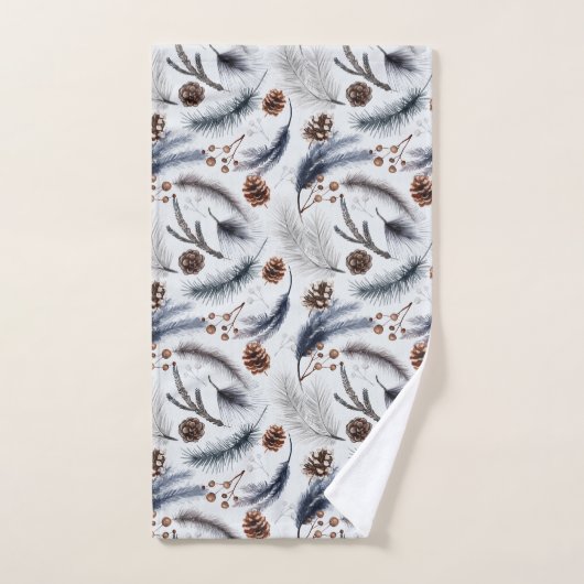 Pine Cones & Pine Needles Weihnachtsmuster Badhandtuch Set (Handtuch)